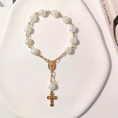 Milky Rose Flower Beaded Bracelet Decorative Accessories for Girls