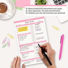 Daily Planner Notepad Hourly Schedule To Do List Appointments Meals Water Intake
