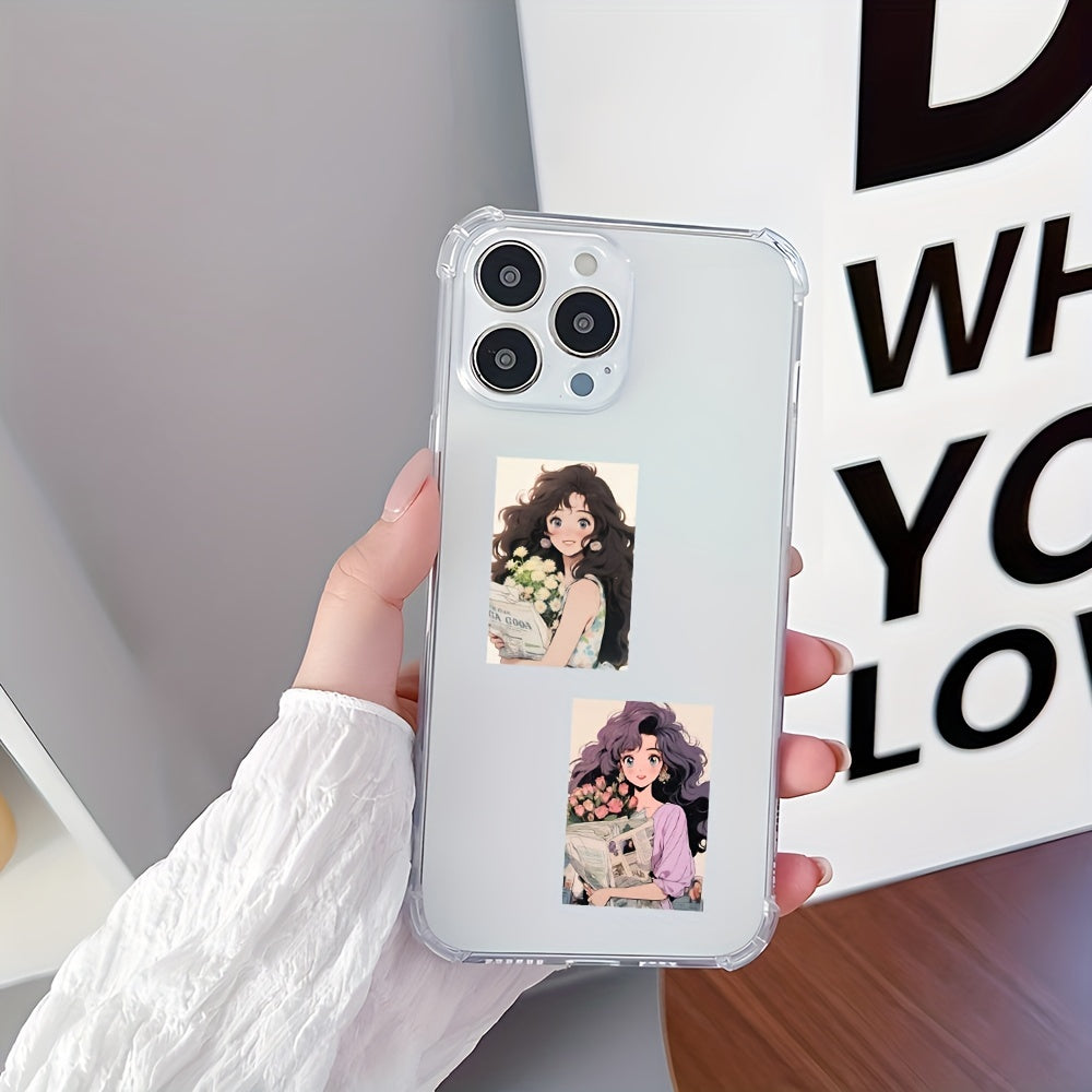 63pcs Flower Girl Cartoon Graffiti Stickers for Car Luggage Notebook Cup