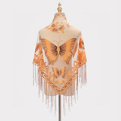 Butterfly Lace Triangle Fringe Trim Scarf Shawl Wrap