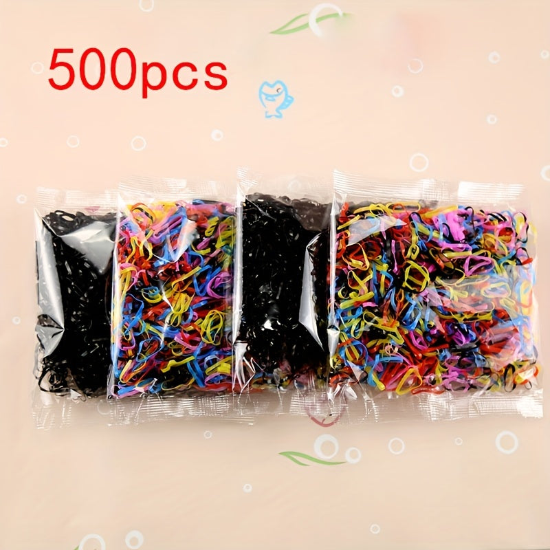 500pcs Adorable Cartoon Hair Ties for Girls