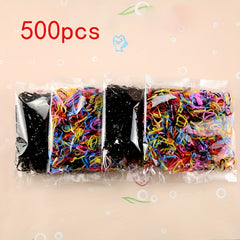 500pcs Adorable Cartoon Hair Ties for Girls