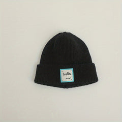 Kids Winter Knit Hat with Smiling Face, Holiday Vacation
