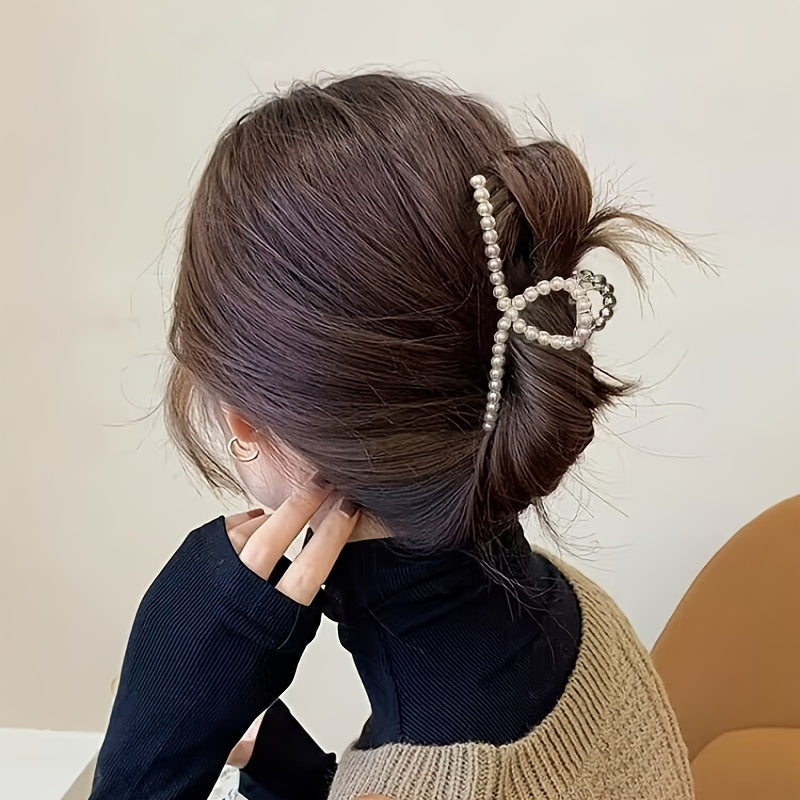 Minimalist Pearl Hair Claw Clips Non slip Women Girls Hair Accessories