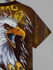 Eagle3d Pattern Print Men's Short Sleeve Graphic Tee