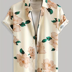 Floral Hawaiian Shirt Men's Casual Allover Print Button Up Short Sleeve