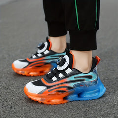 Boys Breathable Buckle Cushioning Sports Sneakers