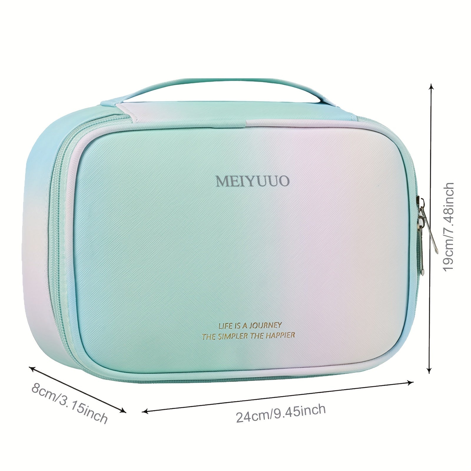 Large Capacity Gradient Makeup Bag with Brush Holder and Handle