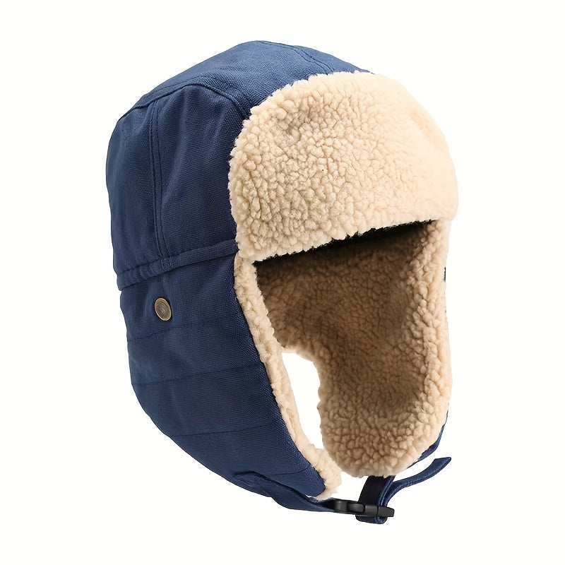 Outdoor Windproof Ear Protection Fleece Lined Warm Hat Men Women