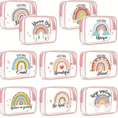 Clear Makeup Bag Rainbow Quotes Waterproof PVC Cosmetic Pouch Graduation Travel