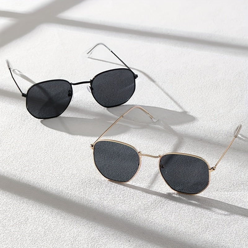 2 Pairs Men's Oval Frame Sunglasses Mixed Metal PC Eyewear