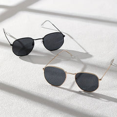 2 Pairs Men's Oval Frame Sunglasses Mixed Metal PC Eyewear