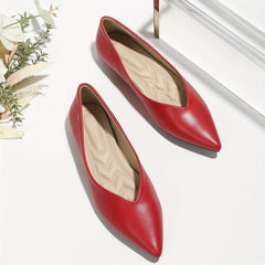 Women's Pointed Toe Flat Shoes Soft Sole Faux Leather Casual Ballet Flats