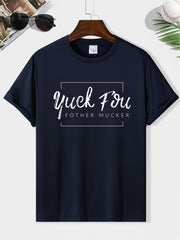 Men's Round Neck Print Tee Short Sleeve Comfy T Shirt