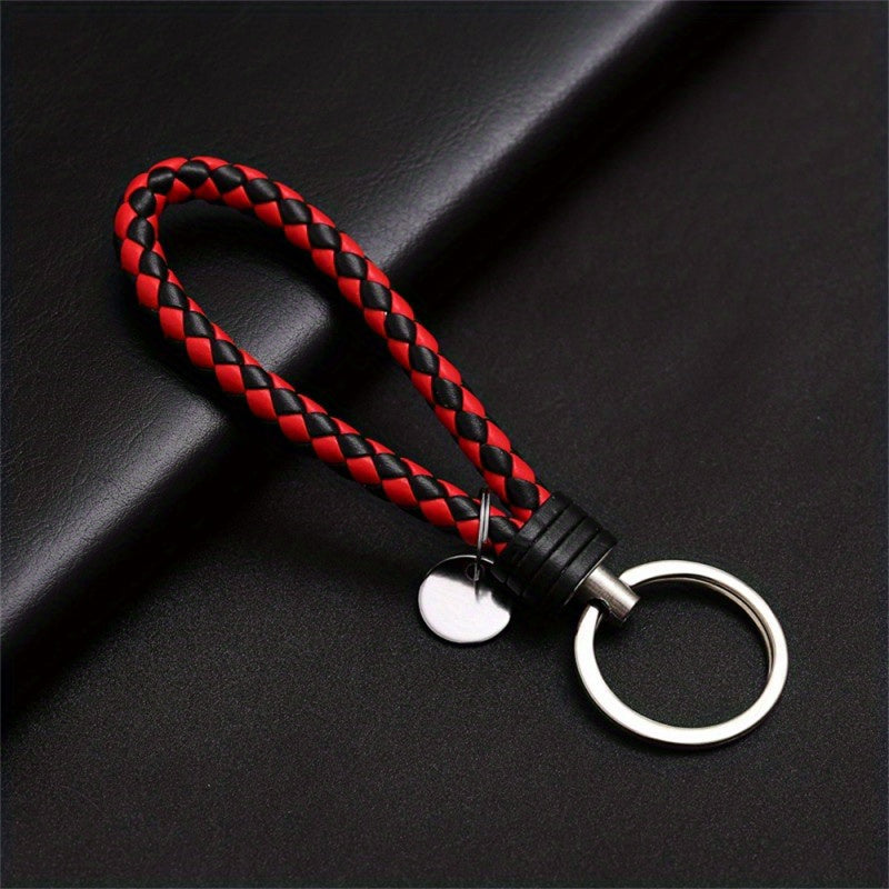 PU Leather Braided Rope Keychain Bag Pendant Key Chain Holder Trinket Keyring