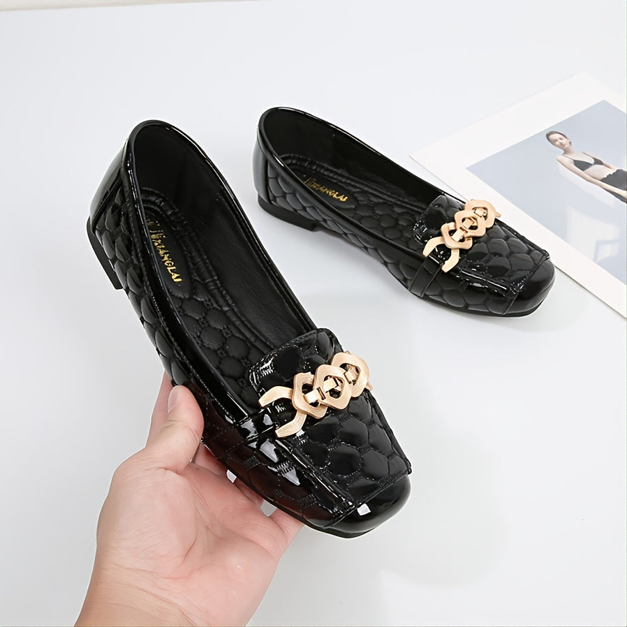 Women's Chain Decor Peas Shoes Slip on Loafers