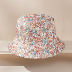 Pet Family Bucket Hat Dog Cat Rabbit Print Reversible Basin Hat Unisex Casual