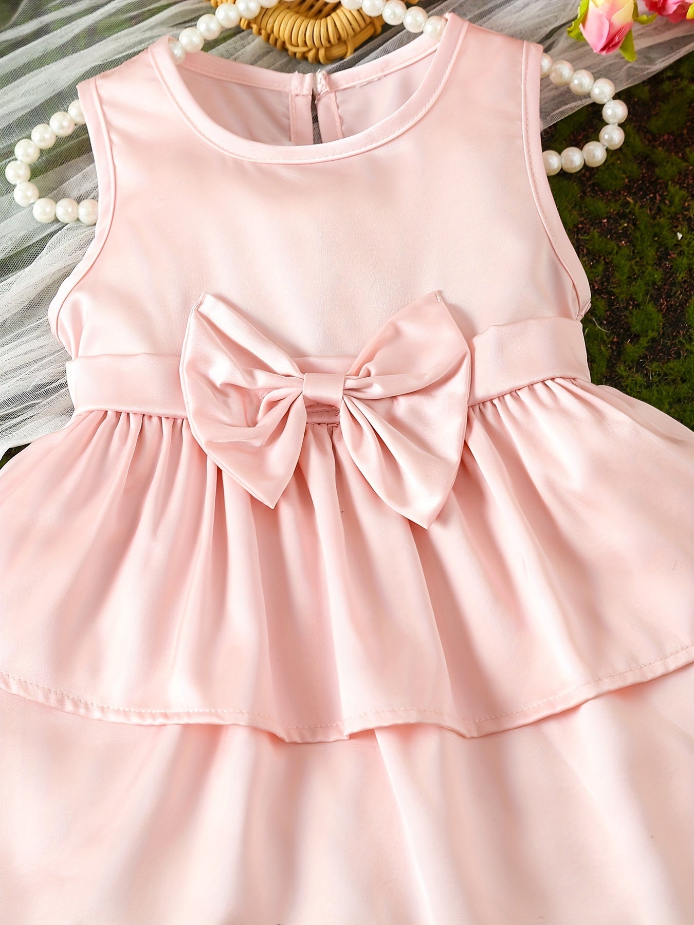 Baby Girl's Bow Layered Sleeveless Dress