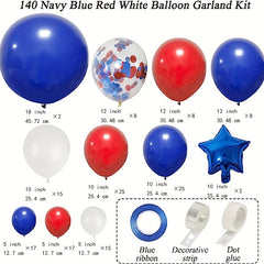 140pcs Red & Blue Baseball Party Balloons Garland Kit