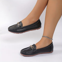 Women's Chain Decor Loafers Slip On Shoes Casual Walking Shoes