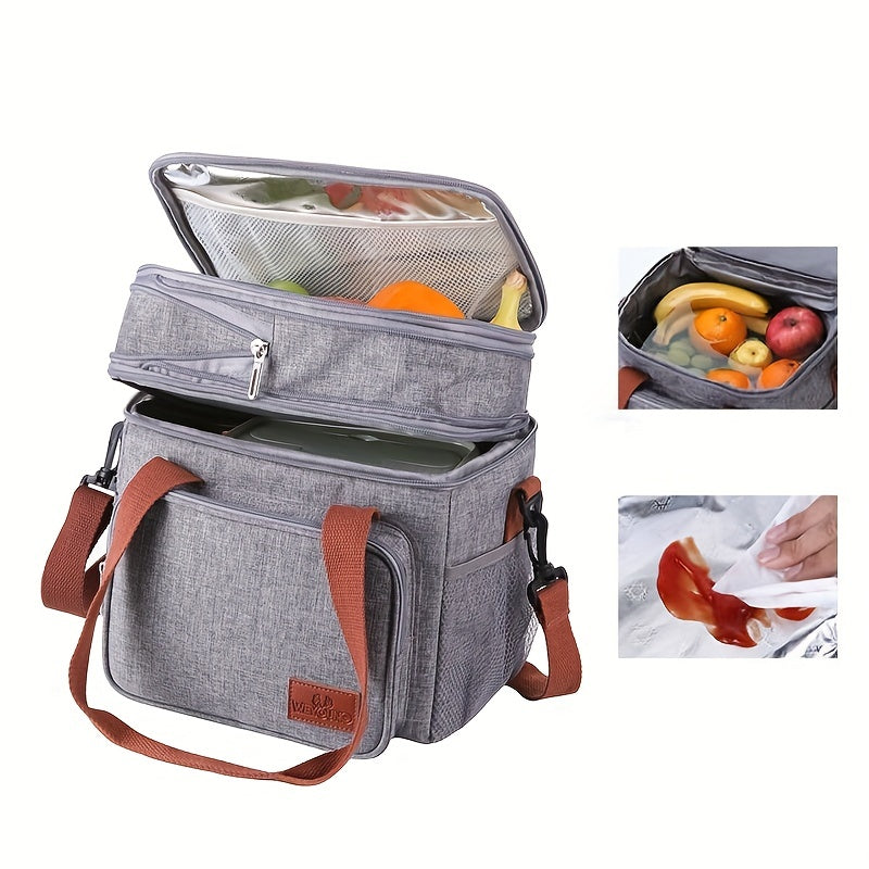 Large Insulated Lunch Bag with Adjustable Shoulder Strap