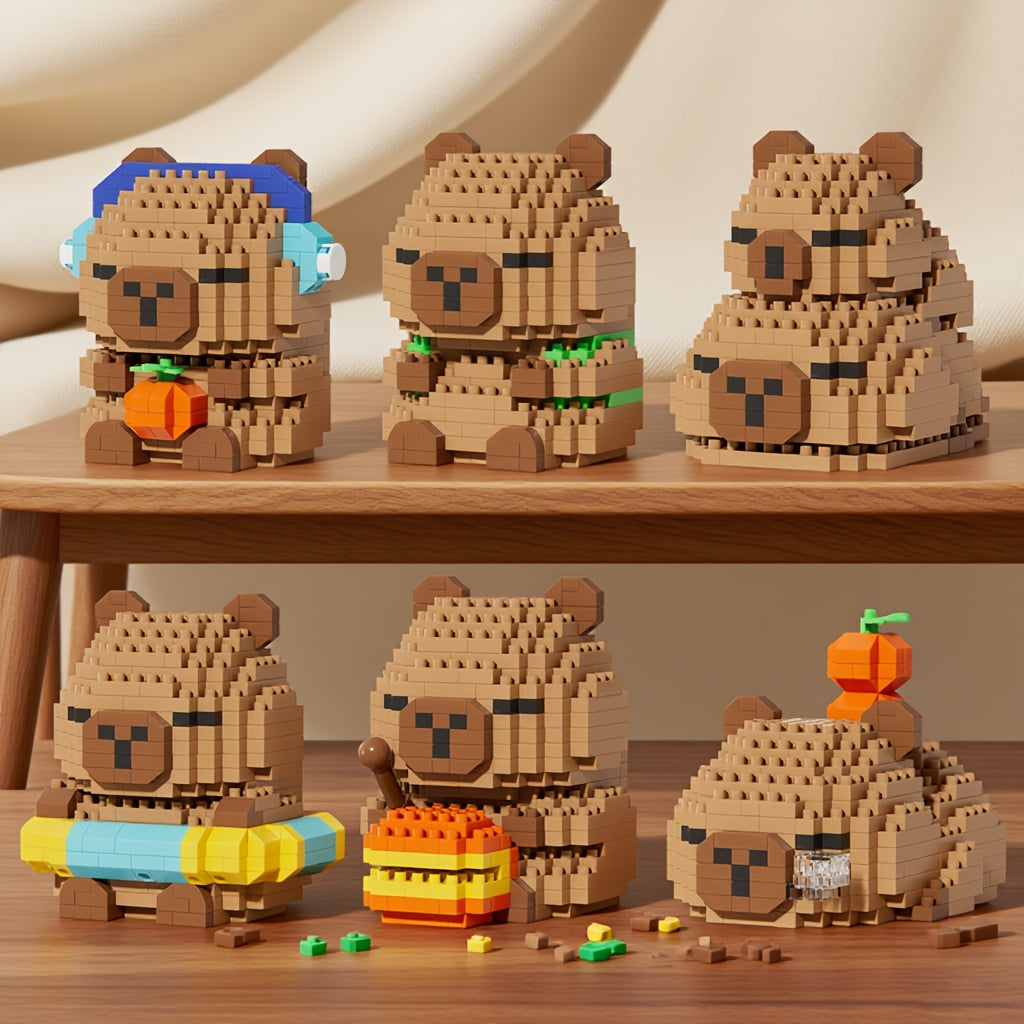 1000pcs Capybara Building Blocks Set Capybara Collection with Micro Drill