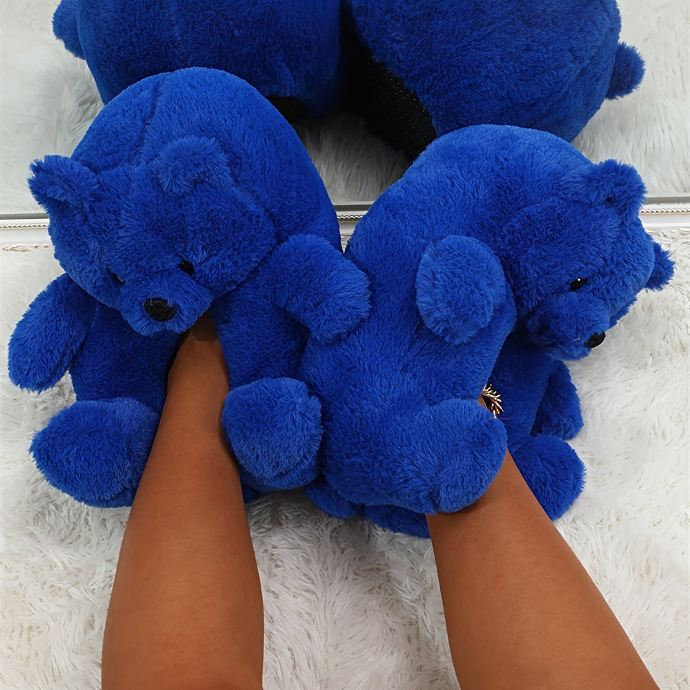 Women's Teddy Bear Novelty Slippers Soft Sole Slip On Flat Shoes