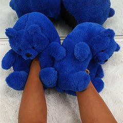 Women's Teddy Bear Novelty Slippers Soft Sole Slip On Flat Shoes