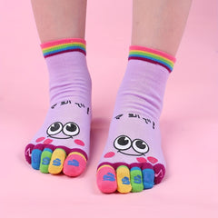 Cartoon Print Toe Socks Colorful Women's Sports Socks
