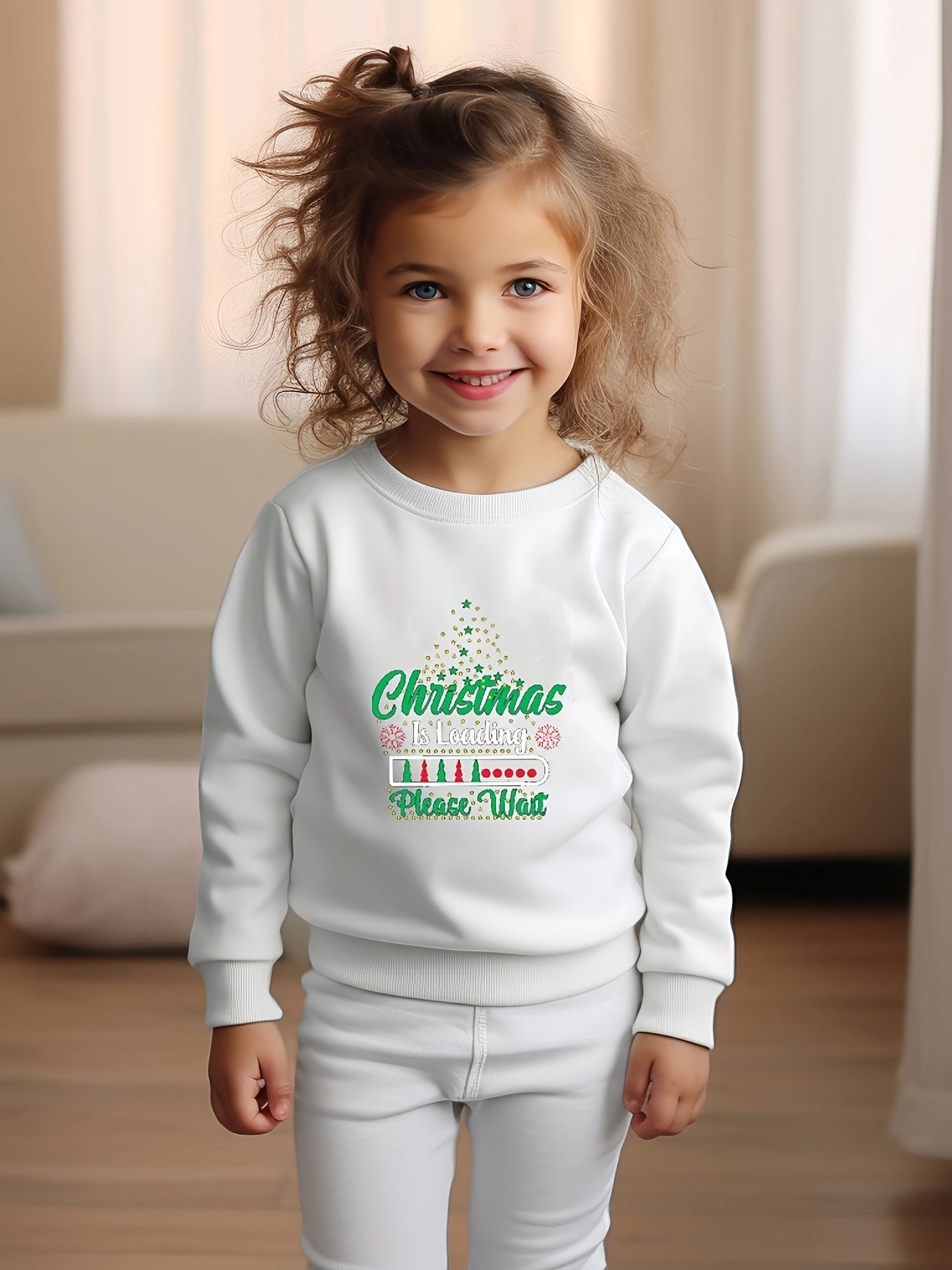 OERYUI Girls Christmas Sweatshirt Christmas Is Loading Wait Print Pullover