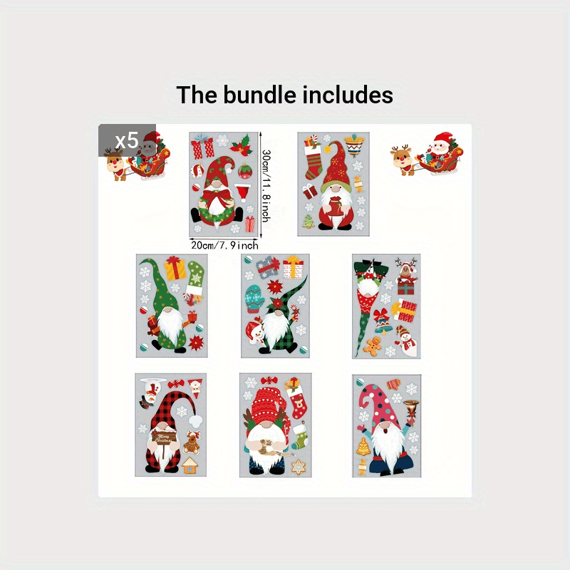 Christmas Window Clings Gnome Snowflake Stickers Decals for Glass