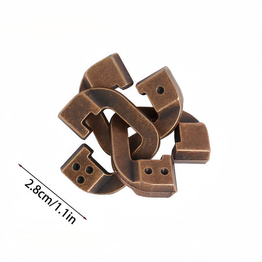 Brother Lock Classic Metal Puzzle Antique Bronze Portable Mental Stimulation Toy