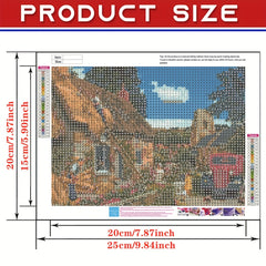 DIY Mountain Cabin Landscape Round Diamond Painting Kit