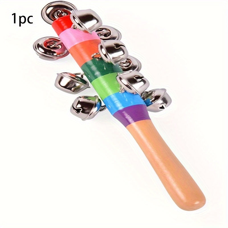 Colorful Wooden Jingle Bell Stick Music Toy