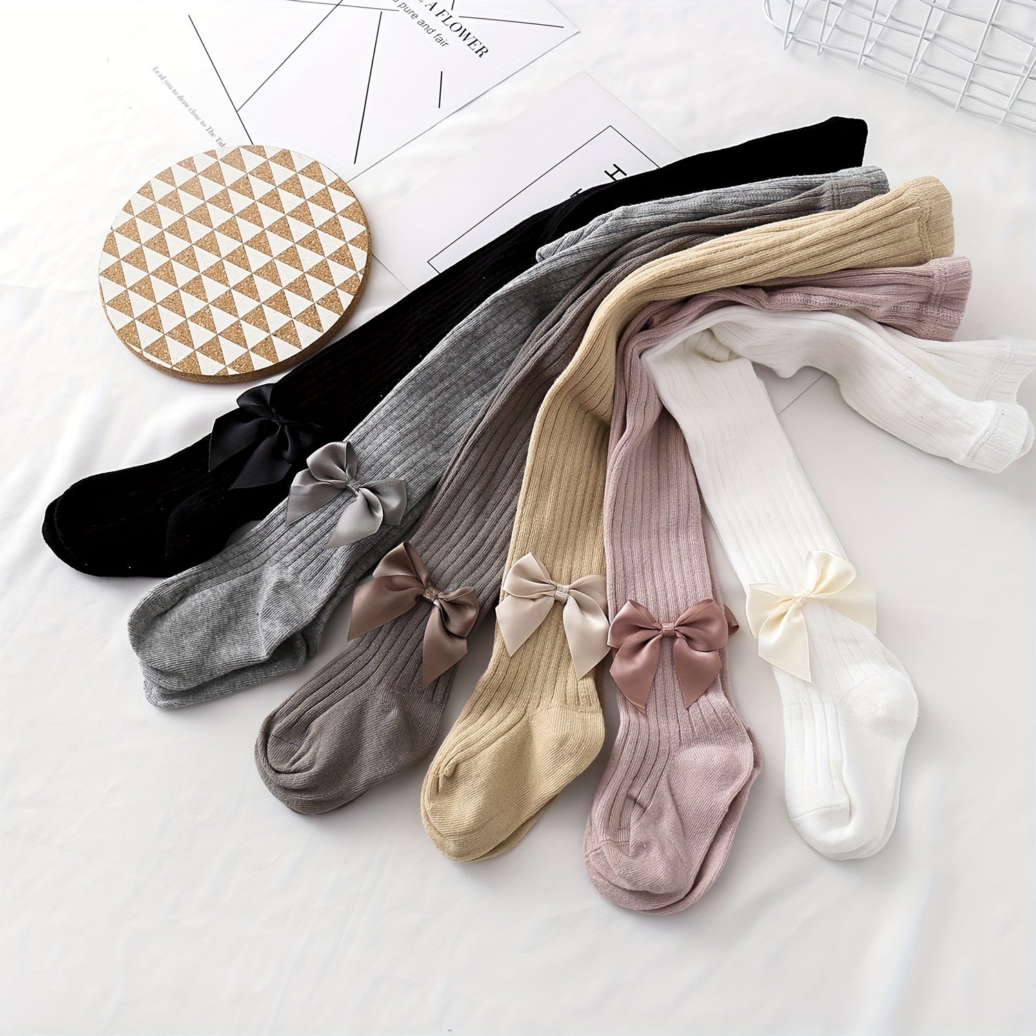 3 Pairs Baby Girls Bowknot Leggings Pantyhose, Comfy Dance Socks