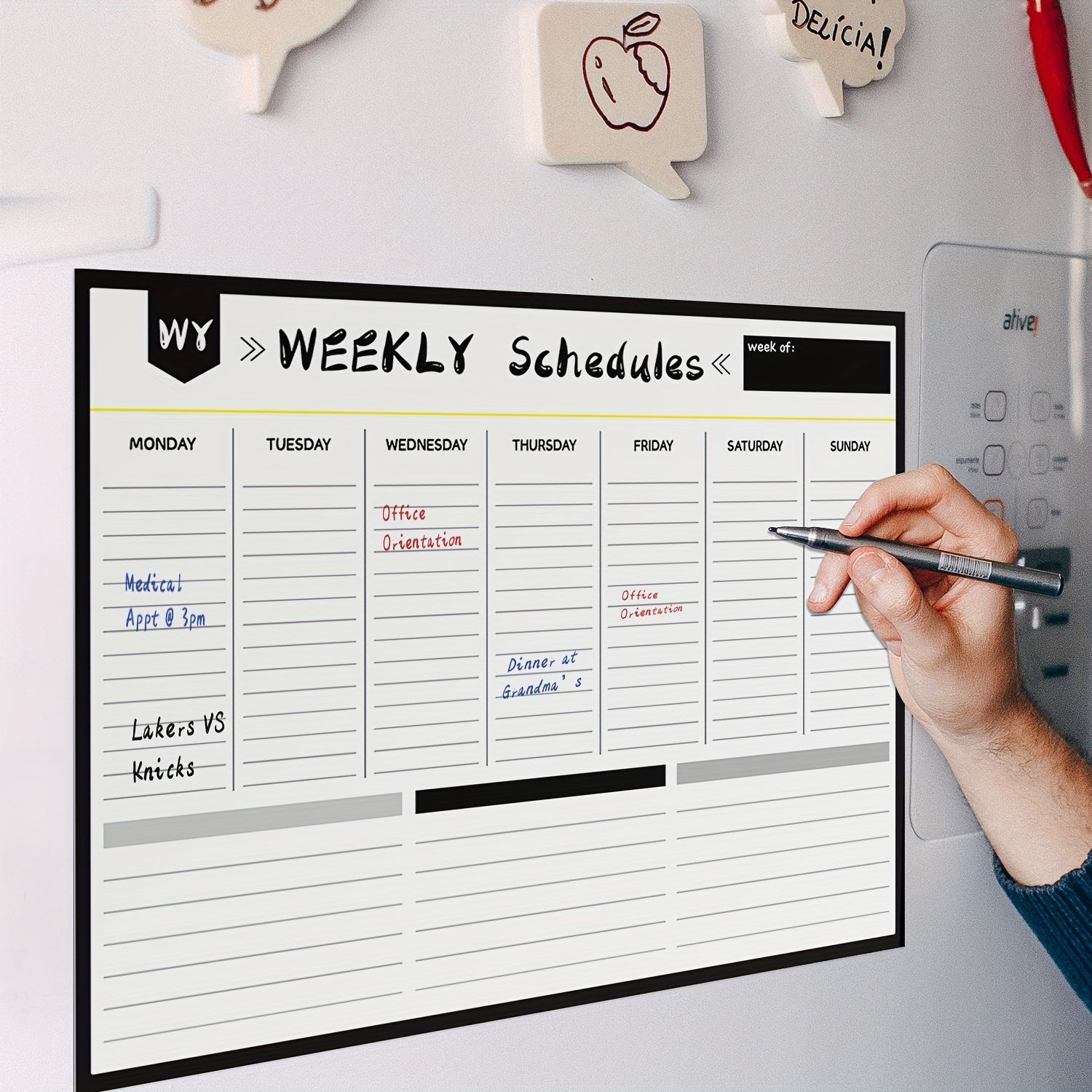 1pc Magnetic Whiteboard Dry Erase Board Home Office Kitchen Fridge Calendar