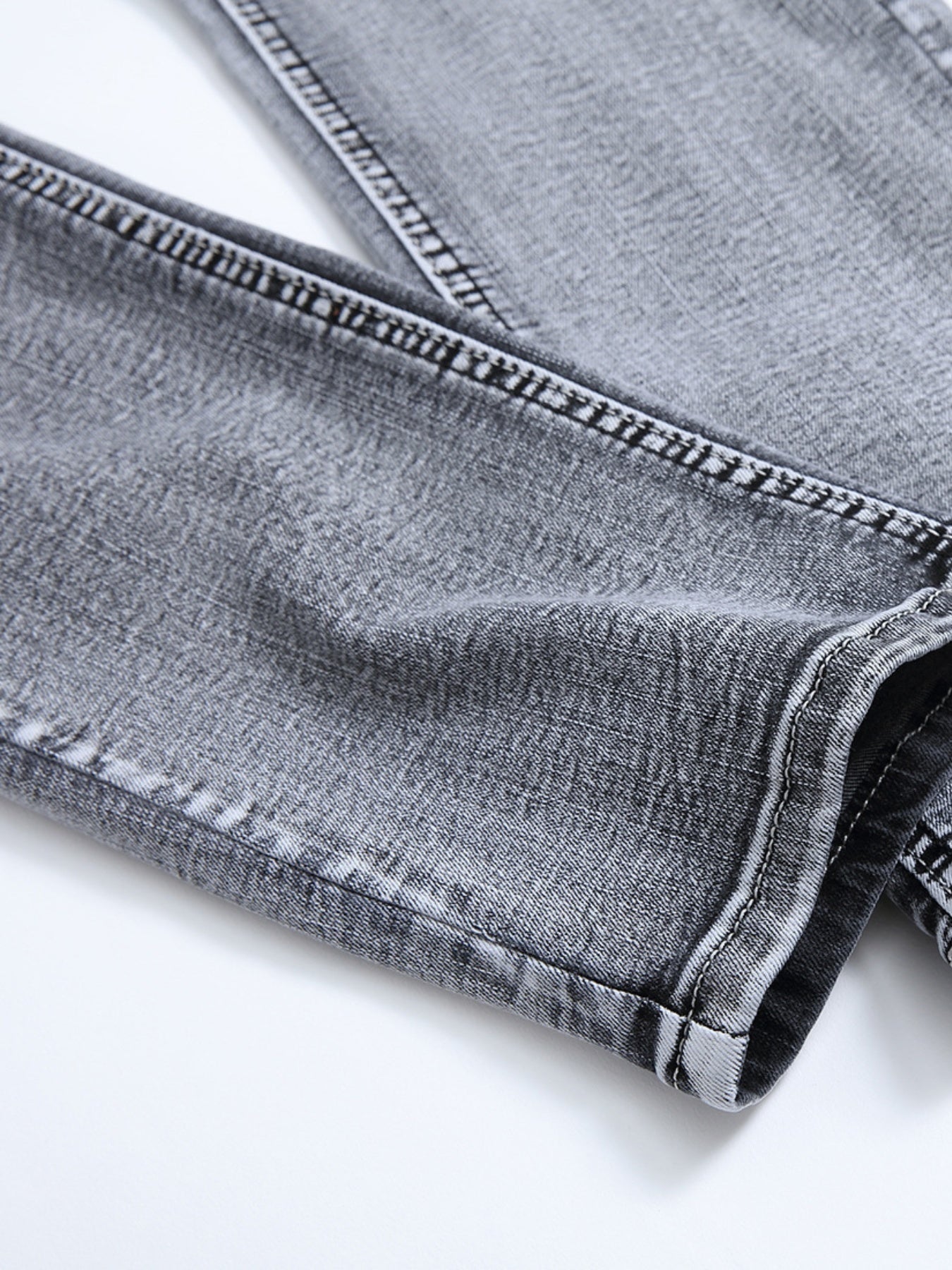 Men's Slim Grey Jeans Youth Stretch Trousers