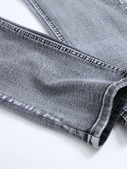Men's Slim Grey Jeans Youth Stretch Trousers