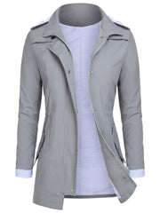 Striped Hooded Trenchcoat for Hiking