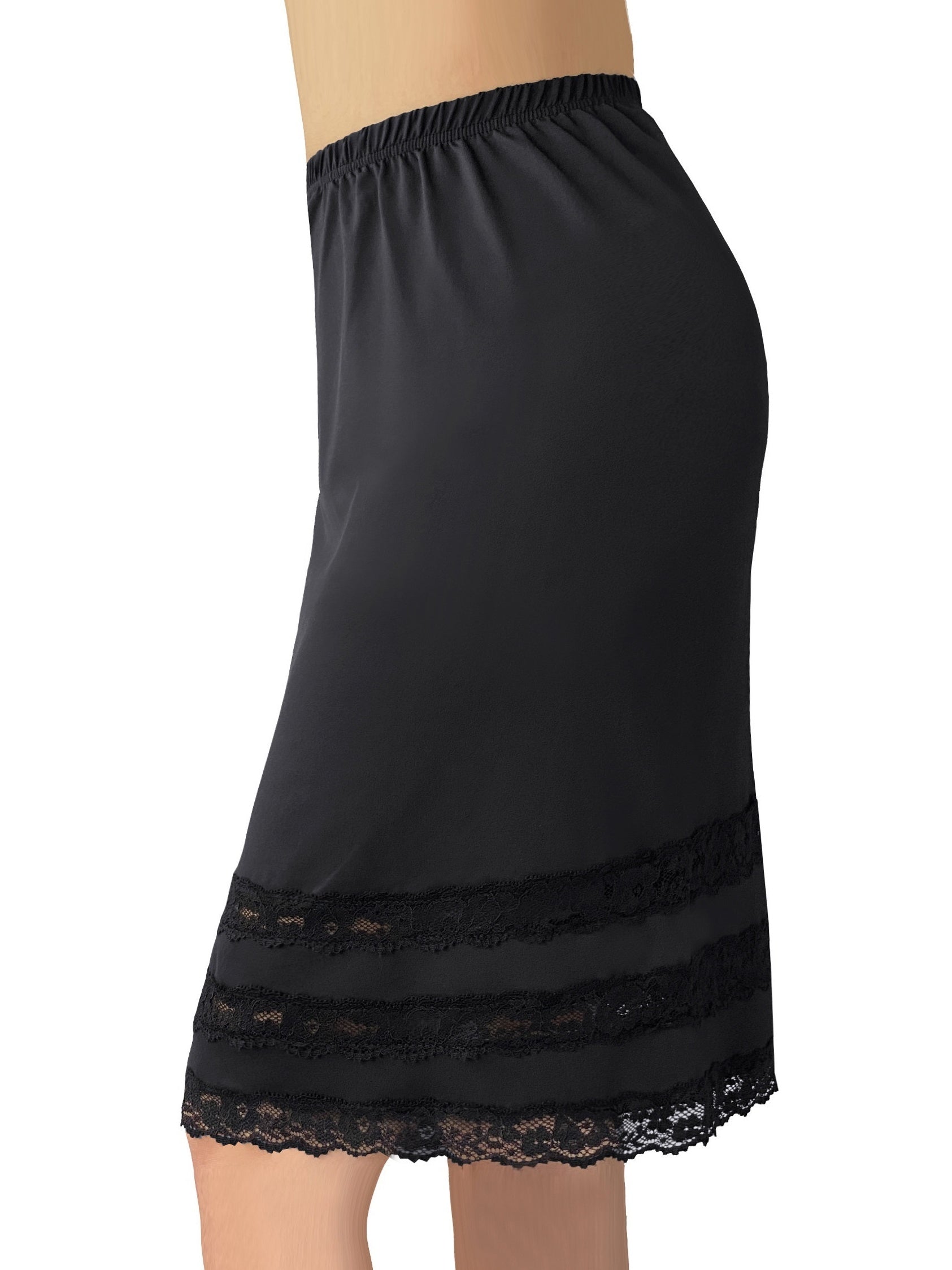 Lace Solid Skirt Mid Rise Stretch Petticoat