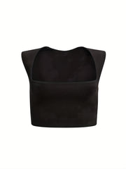 Ribbed Squared Neck Crop Top Sexy Summer