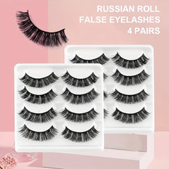 4 Pairs Fluffy Natural Volume Eyelashes Daily Party Makeup