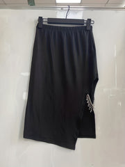 Tassel Two piece Set Crew Neck Long Sleeve Tops & Asymmetrical Skirts