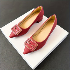 Metallic Slip On Point Toe Low Heel Shoes
