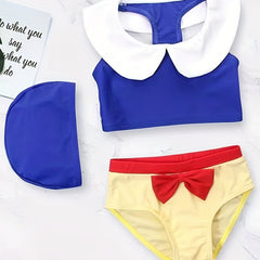 Girls Swimsuit Set with Matching Swim Cap - Summer Beach Fun