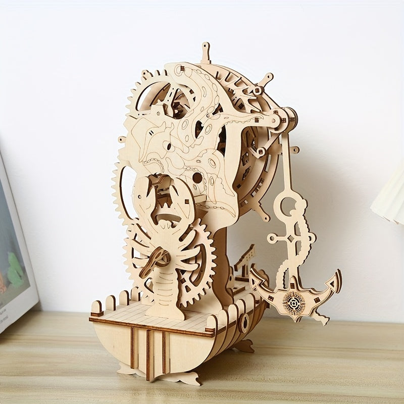 Pirate 3D Wooden Clock Puzzle Kit for Adults