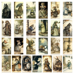 50pcs Fairy Tale Animal Book Illustration Series Stickers