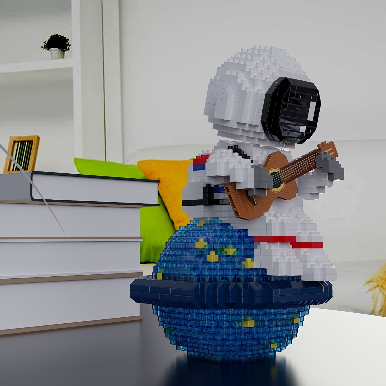 Guitar Astronaut Building Blocks Toy - Educational Desktop Ornament