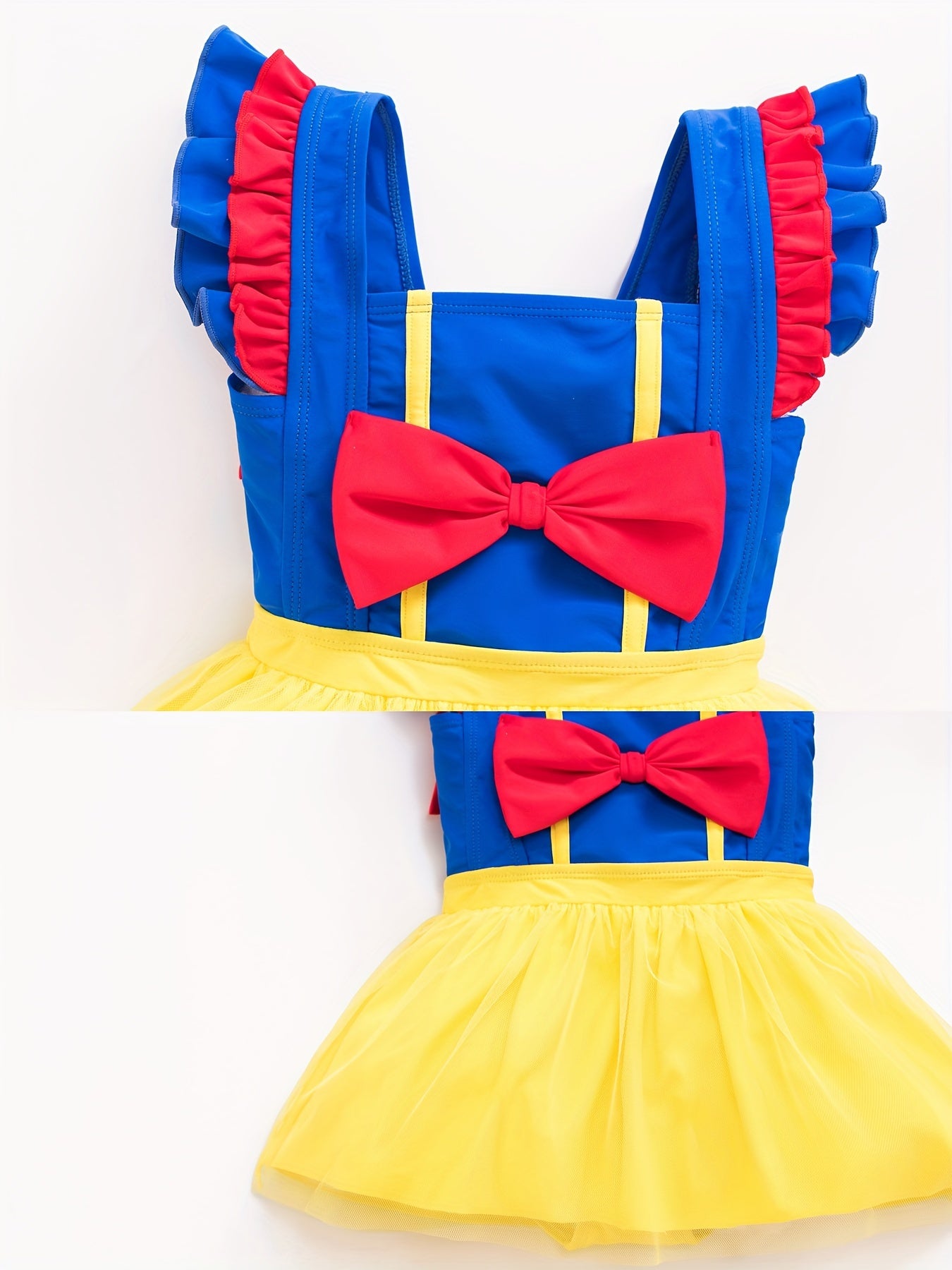 Girls Stretchy Princess Swimwear Bow Decor Bathing Suit