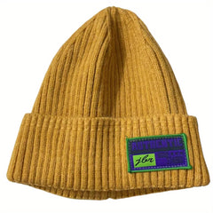 Candy Beanie Label Patch Unisex Knit Hat Coldproof Warm Ski Hat